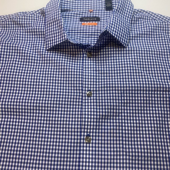 Van Heusen Casual Men Button Up Shirt Long Sleeve Blue White Size XL - Picture 3 of 12